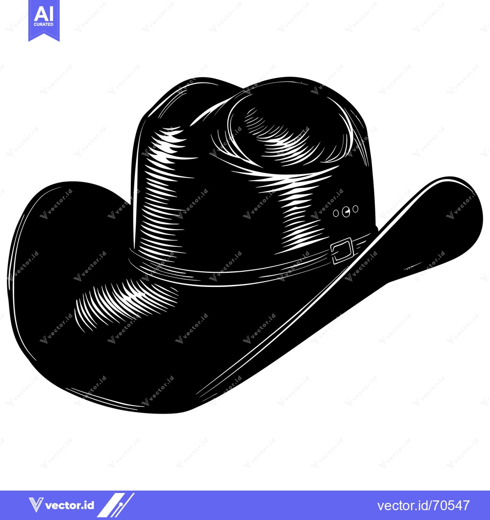Premium Vector dari Black and White Illustration of a Cowboy Hat