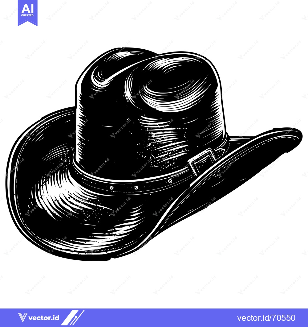 Premium Vector dari Black and White Illustration of a Cowboy Hat