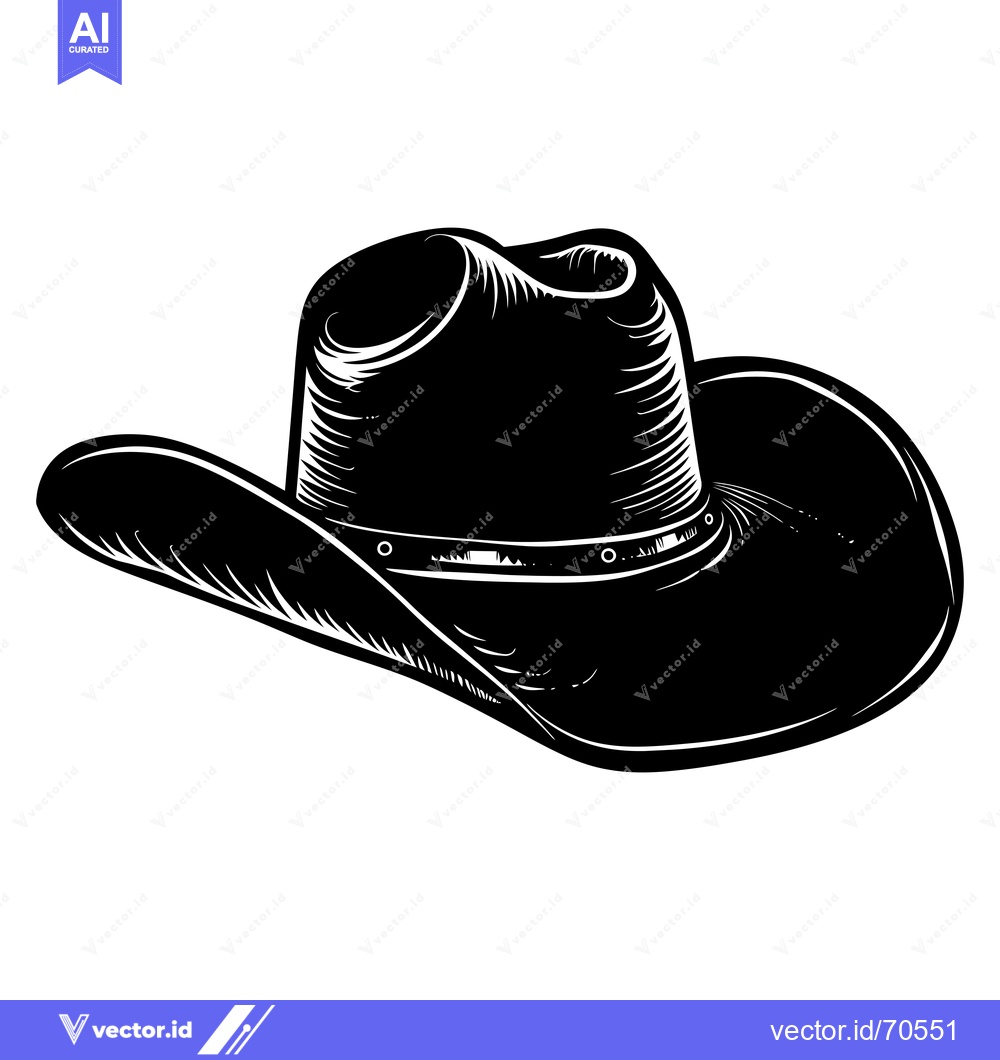 Premium Vector dari Black and White Illustration of a Cowboy Hat