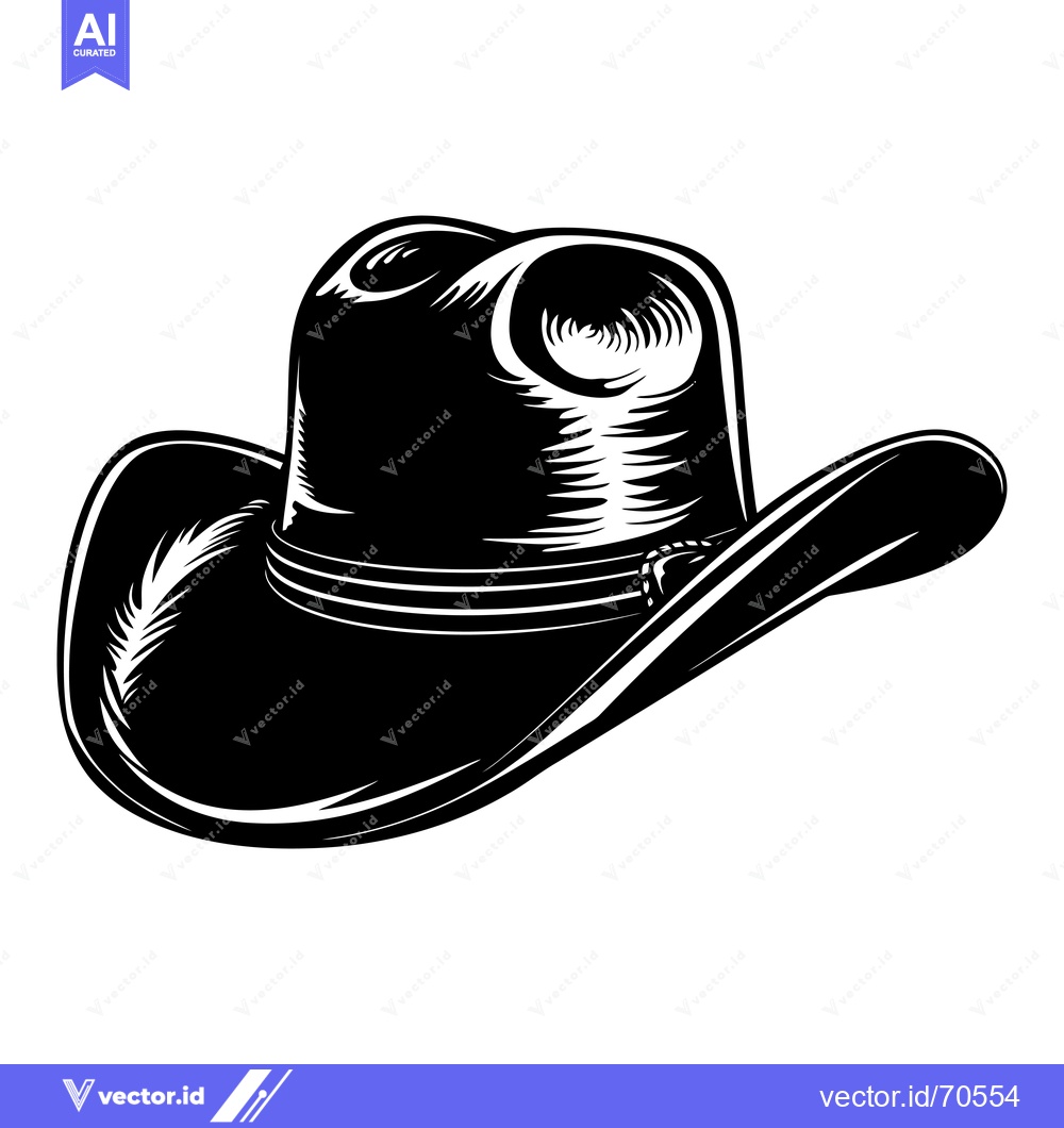Premium Vector dari Black and White Illustration of a Cowboy Hat