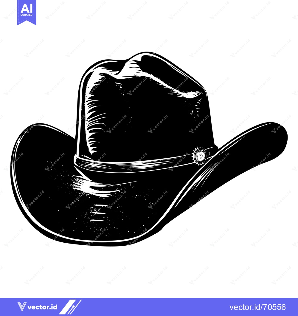 Premium Vector dari Black and White Illustration of a Cowboy Hat