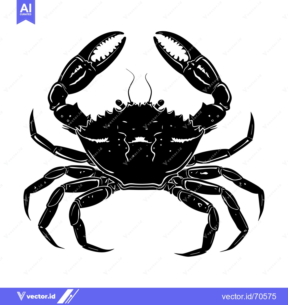 Premium Vector of Black and White Silhouette of a Crab