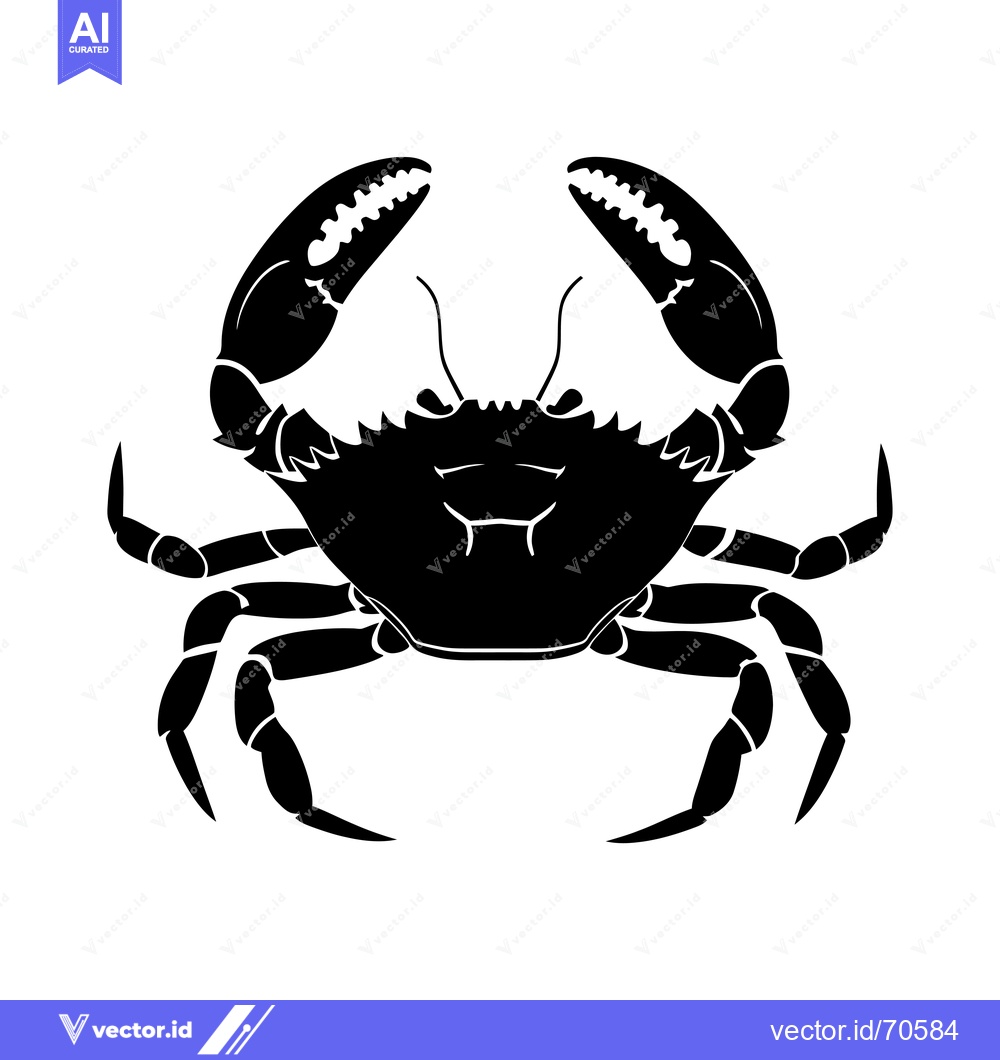Premium Vector dari Black and White Silhouette of a Crab with Claws Extended