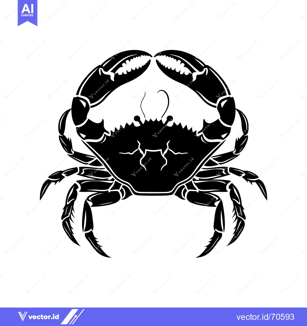 Premium Vector dari Black and White Silhouette of a Crab with Claws Extended