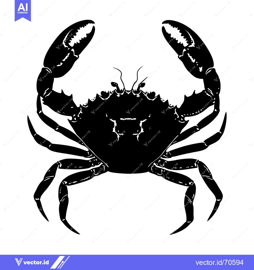 Premium Vector of Black and White Silhouette of a Crab