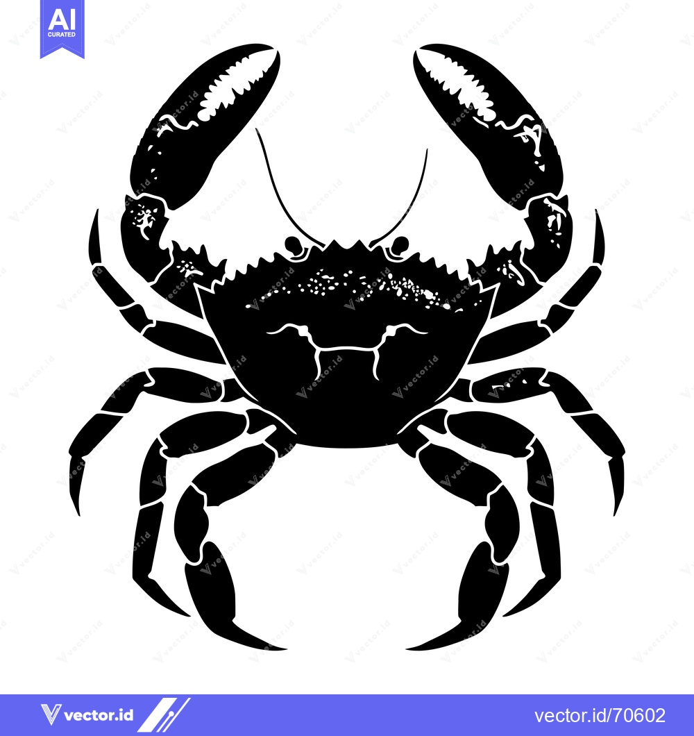 Premium Vector dari Black Silhouette of a Crab with Claws Raised