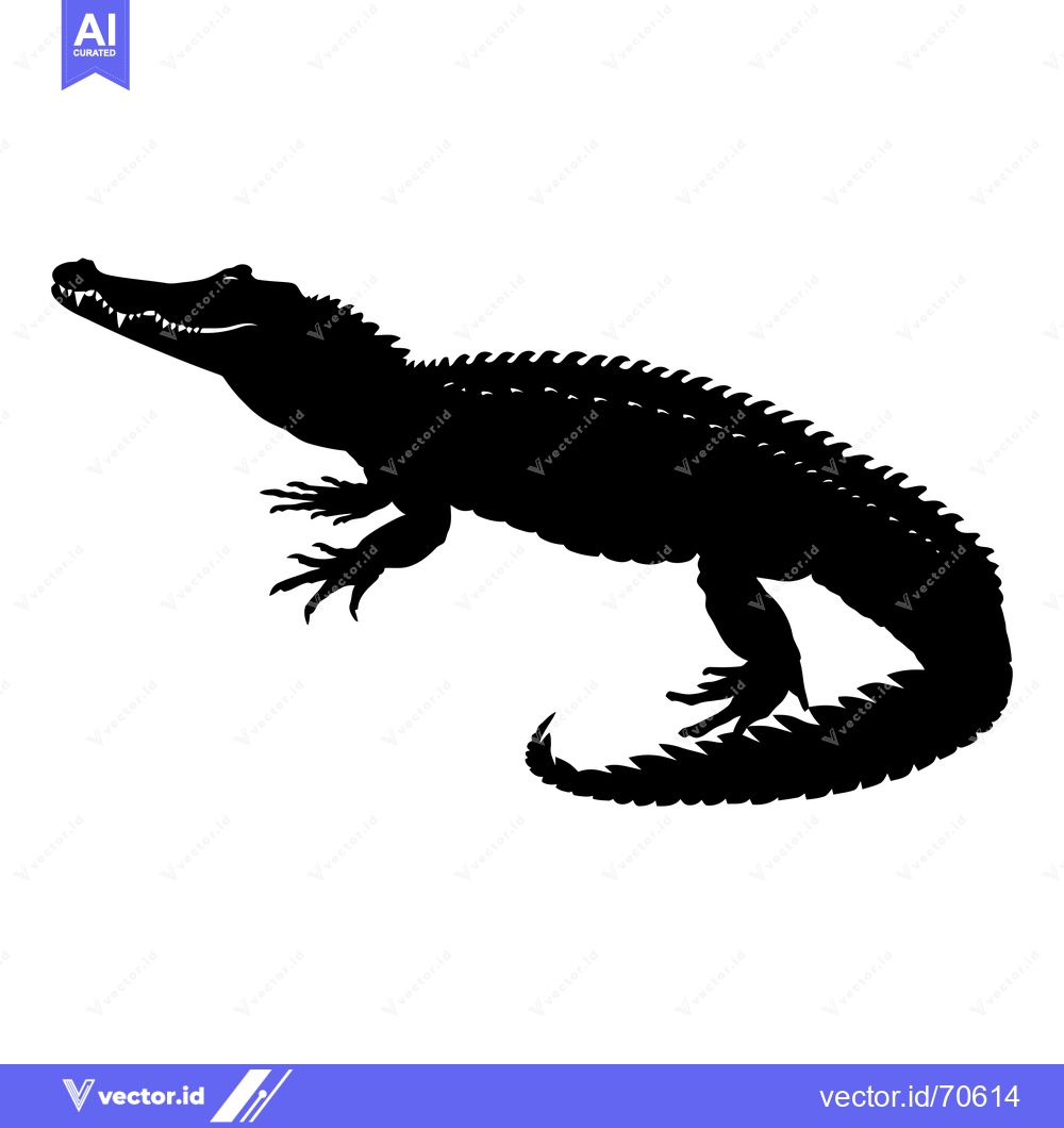 Premium Vector of Black Silhouette of a Crocodile with Open Mouth