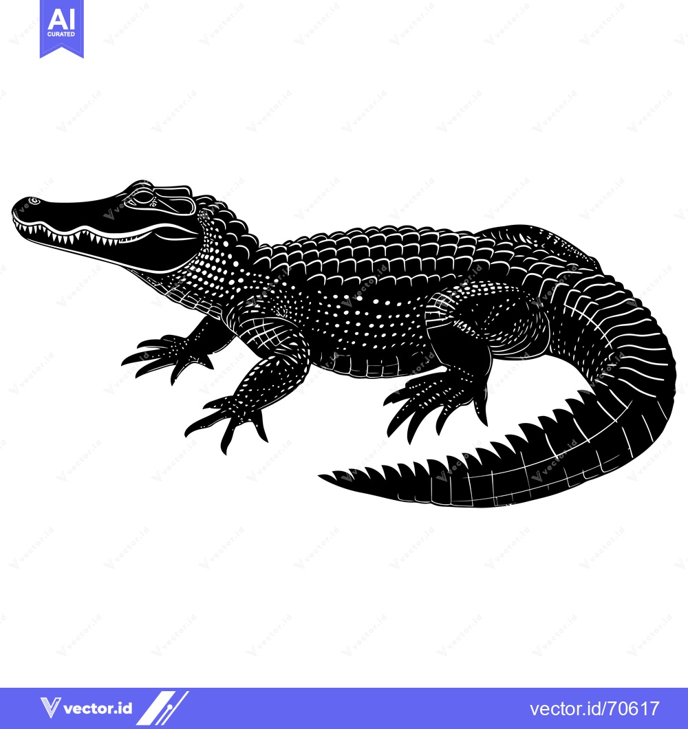 Premium Vector dari Black and White Illustration of an Alligator