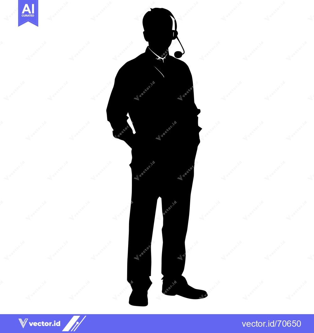 Premium Vector of Silhouette of a Man Wearing a Headset and Microphone