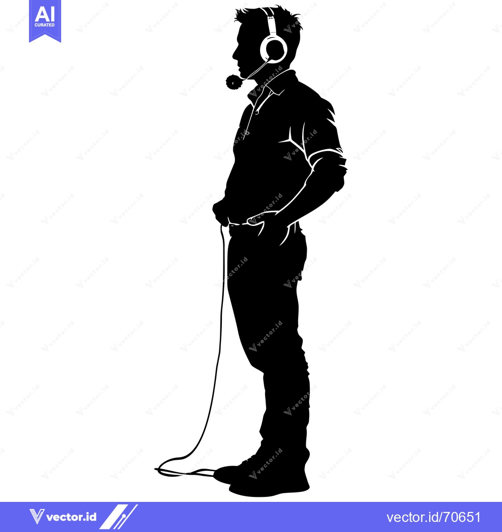 Premium Vector of Silhouette of a Man Wearing Headphones and a Microphone