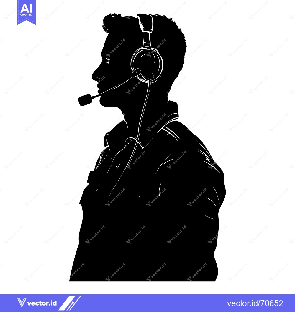 Premium Vector of Silhouette of a Man Wearing Headphones and a Microphone