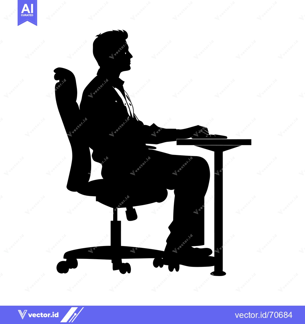 Premium Vector dari Silhouette of a Person Sitting at a Desk in an Office Chair