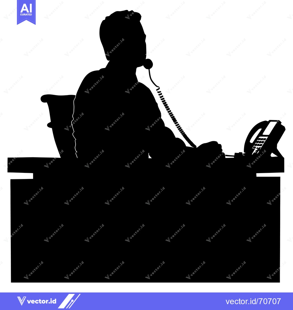 Premium Vector dari Silhouette of a Person Talking on the Phone at a Desk