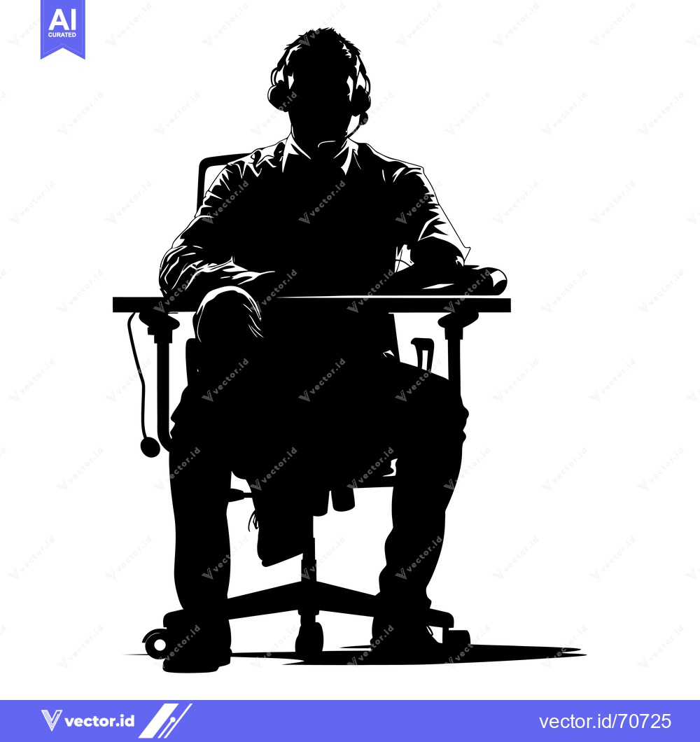 Premium Vector of Silhouette of a Man Sitting in a Chair with Headphones