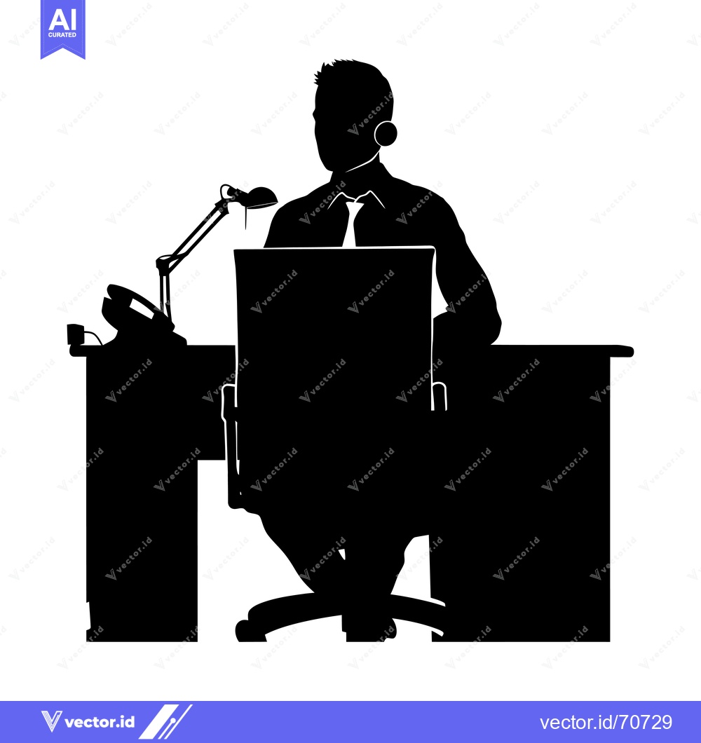 Premium Vector of Silhouette of a Person Sitting at a Desk with a Desk Lamp