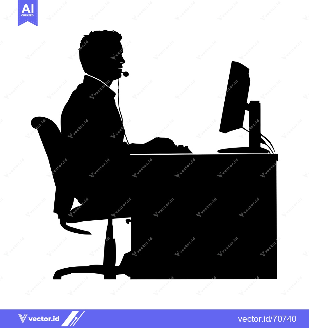 Premium Vector dari Silhouette of a Person Working at a Computer