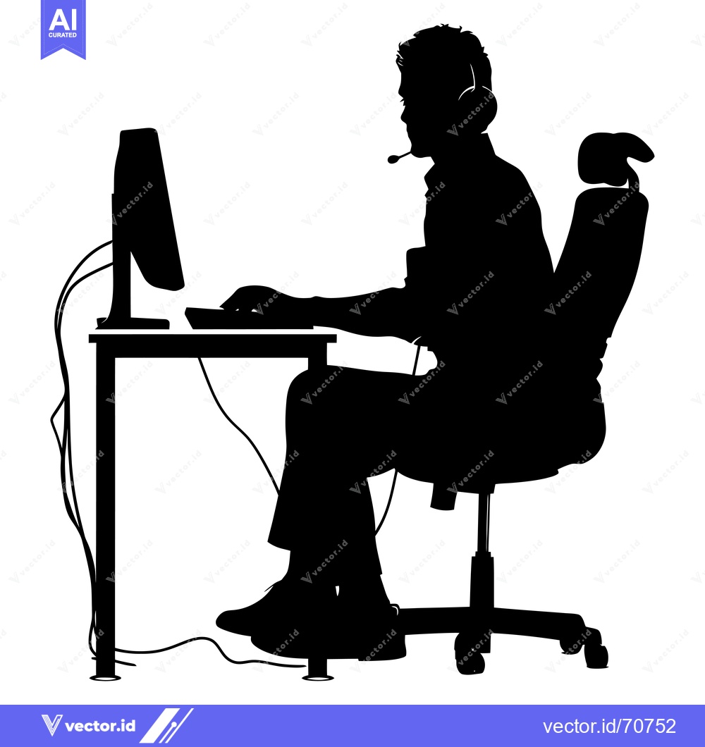 Premium Vector dari Silhouette of a person working on a computer