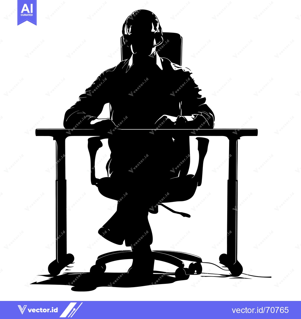 Premium Vector dari Silhouette of a Person Wearing Headphones Sitting at a Desk