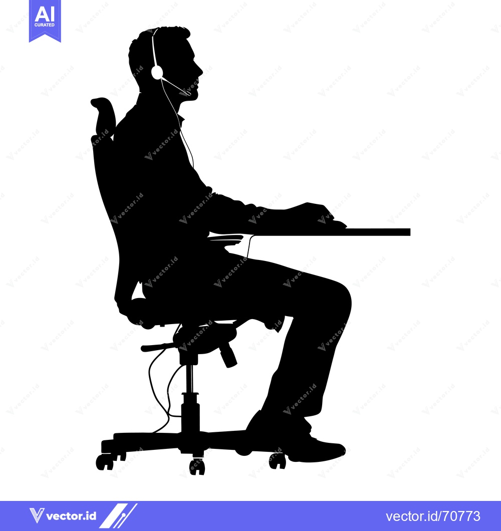 Premium Vector of Silhouette of a Person Wearing a Headset and Sitting at a Desk