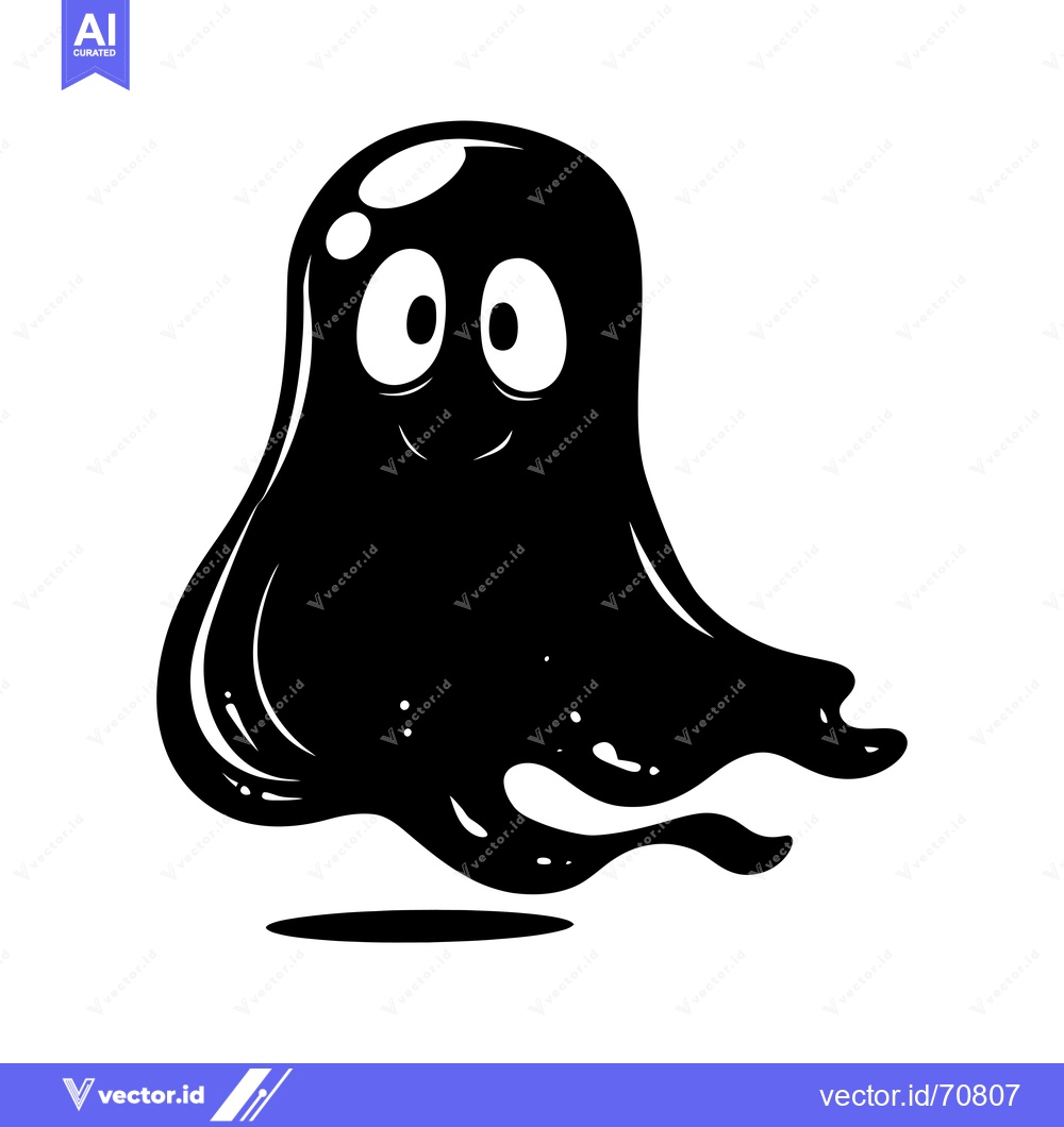 Premium Vector of A Cartoon Ghost with Big Eyes and a Smiling Expression