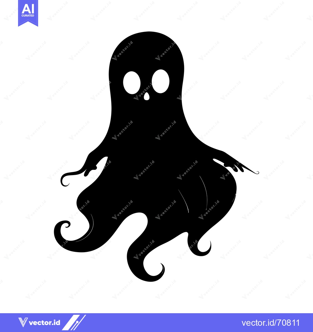 Premium Vector dari Black and White Cartoon Ghost Illustration