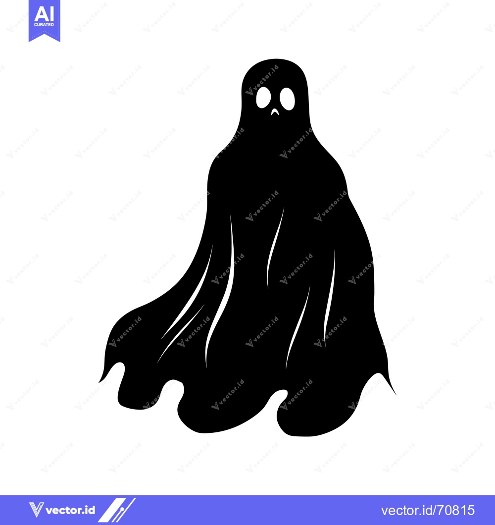 Premium Vector of Black and White Ghost Silhouette with Small Eyes