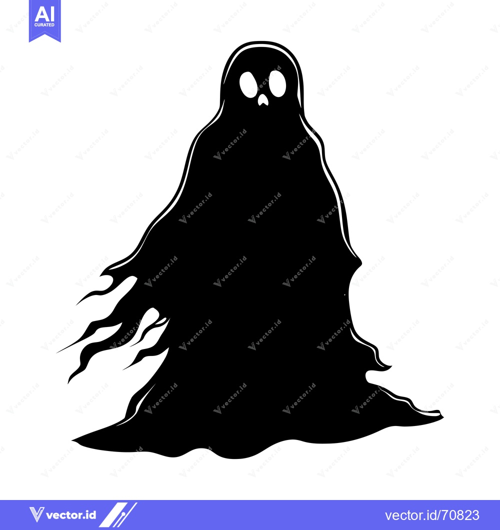 Premium Vector dari Black and White Cartoon Illustration of a Ghost