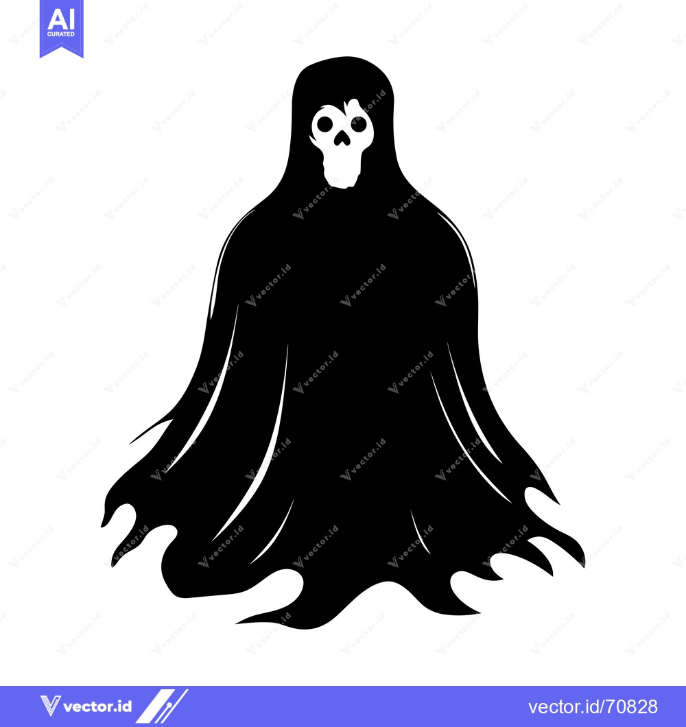 Premium Vector dari A black silhouette of a ghost with a skull face