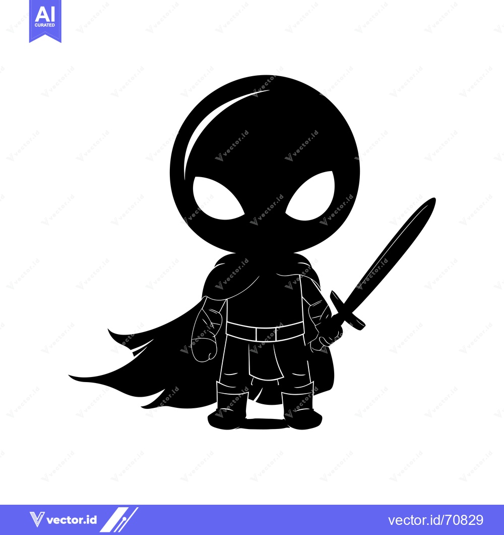 Premium Vector dari A silhouette of a cartoon alien warrior holding a sword