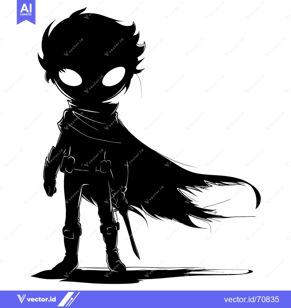 Premium Vector dari Silhouette of a Fantasy Character Holding a Sword