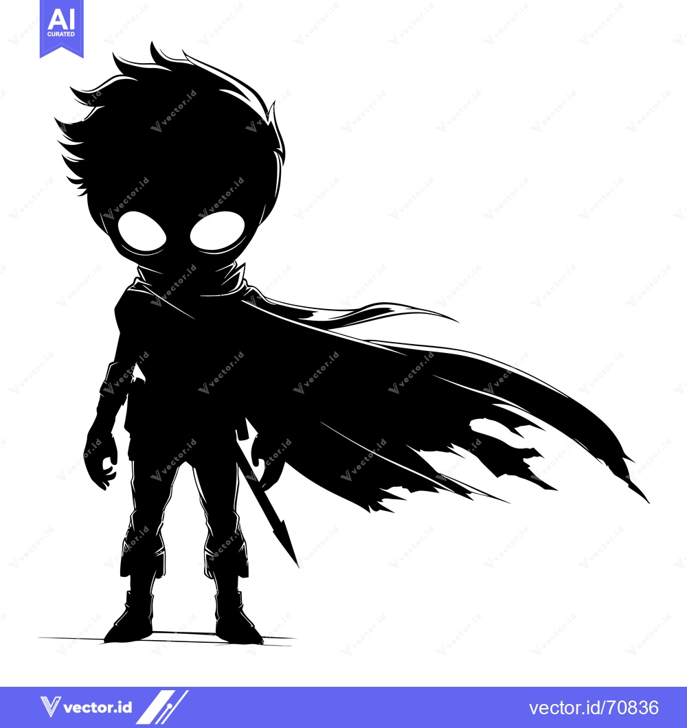 Premium Vector dari Silhouette of a Young Male Figure with a Cape