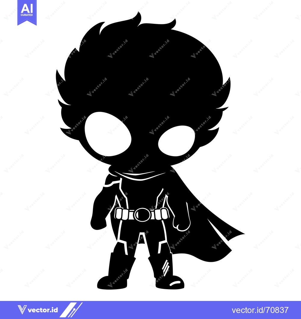 Premium Vector dari Silhouette of a Cartoon Superhero with a Cape