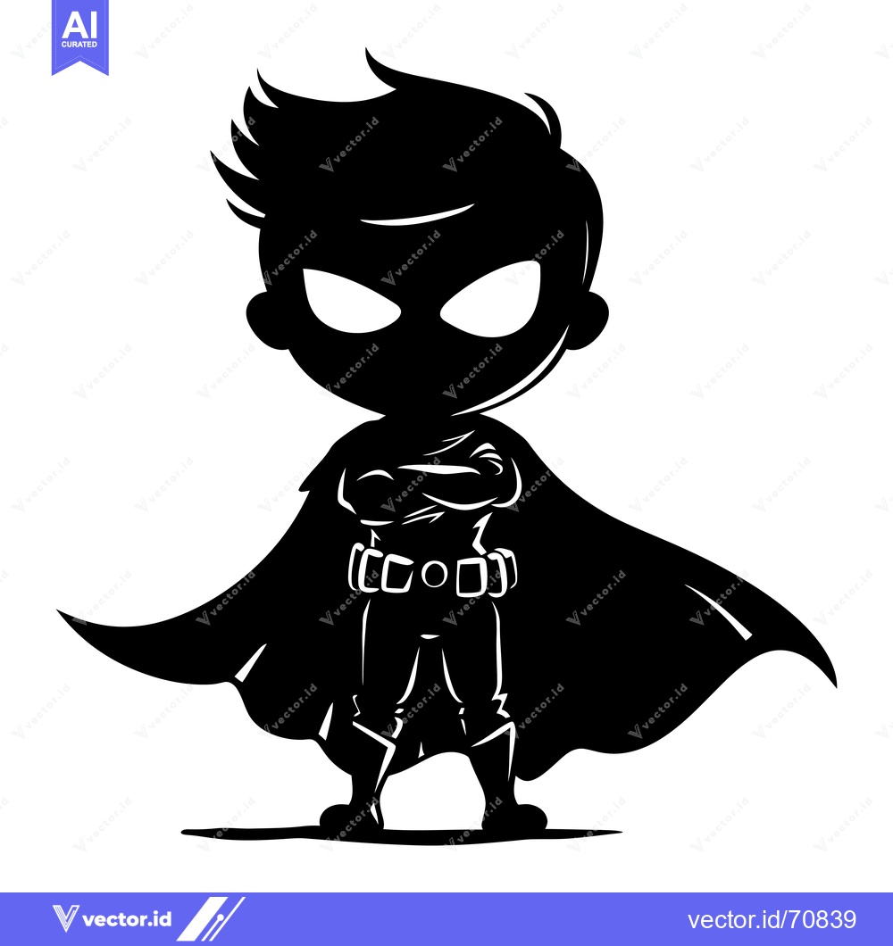 Premium Vector dari Silhouette of a young superhero standing with arms crossed