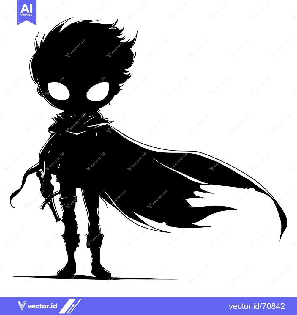 Premium Vector of Silhouette of a Clad Figure with a Cape and Sword