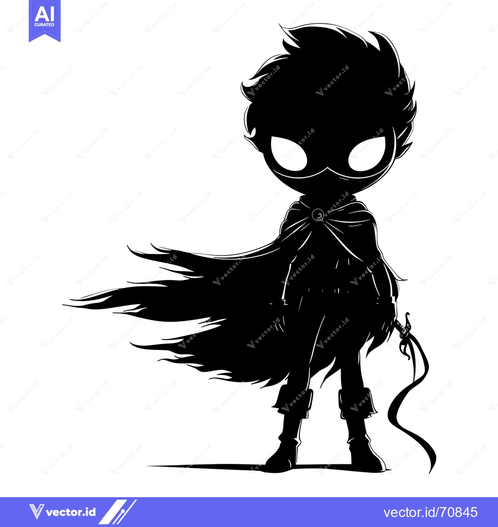 Premium Vector dari Silhouette of a Cartoon Character in a Cape