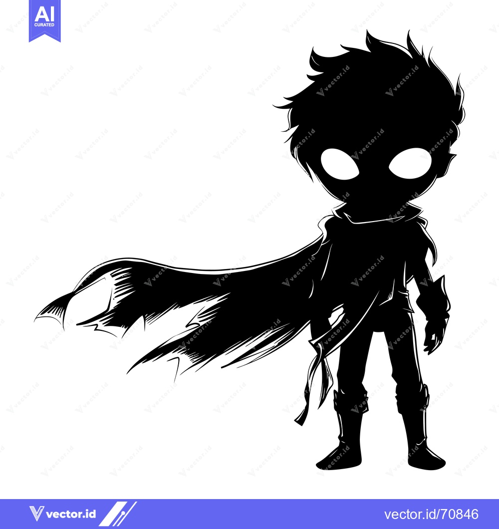 Premium Vector of Silhouette of a Young Person with a Flowing Cape