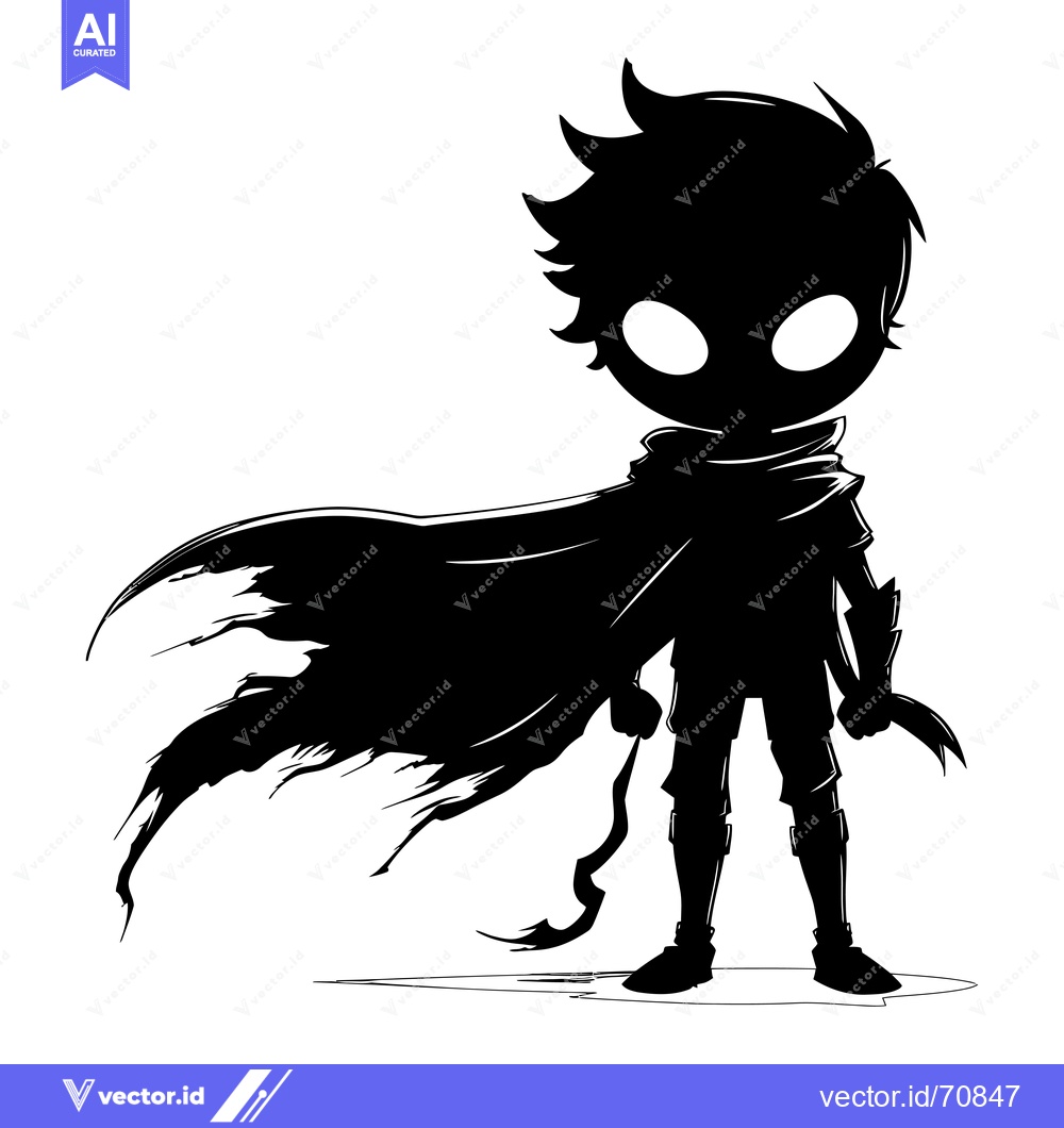 Premium Vector dari Silhouette of a Boy in a Cape and Boots
