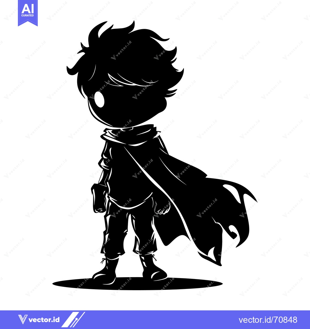 Premium Vector of Silhouette of a Cartoon Boy Wearing a Cape