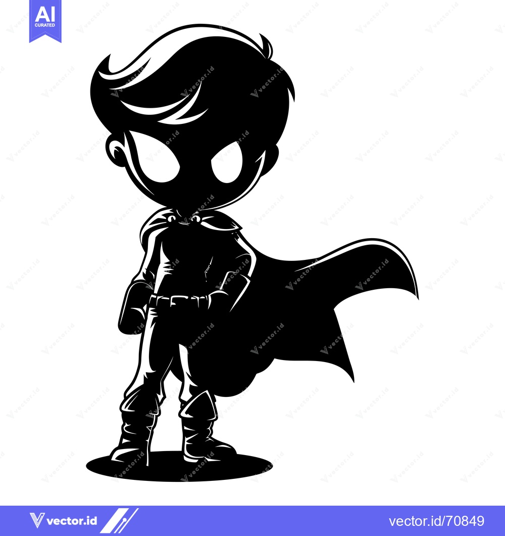 Premium Vector of Silhouette of a Boy Superhero with Cape