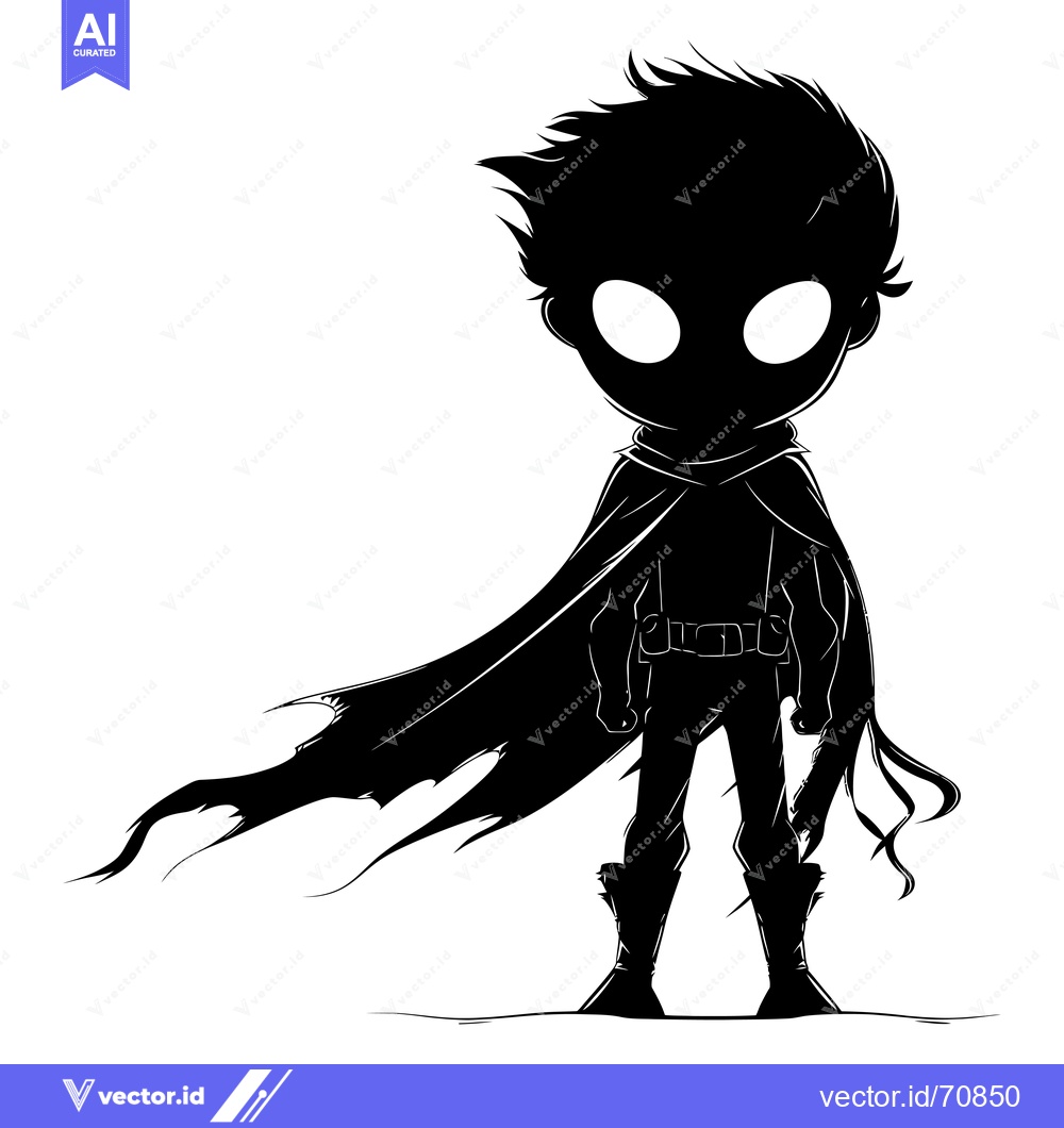 Premium Vector dari Silhouette of a hooded figure with a flowing cape