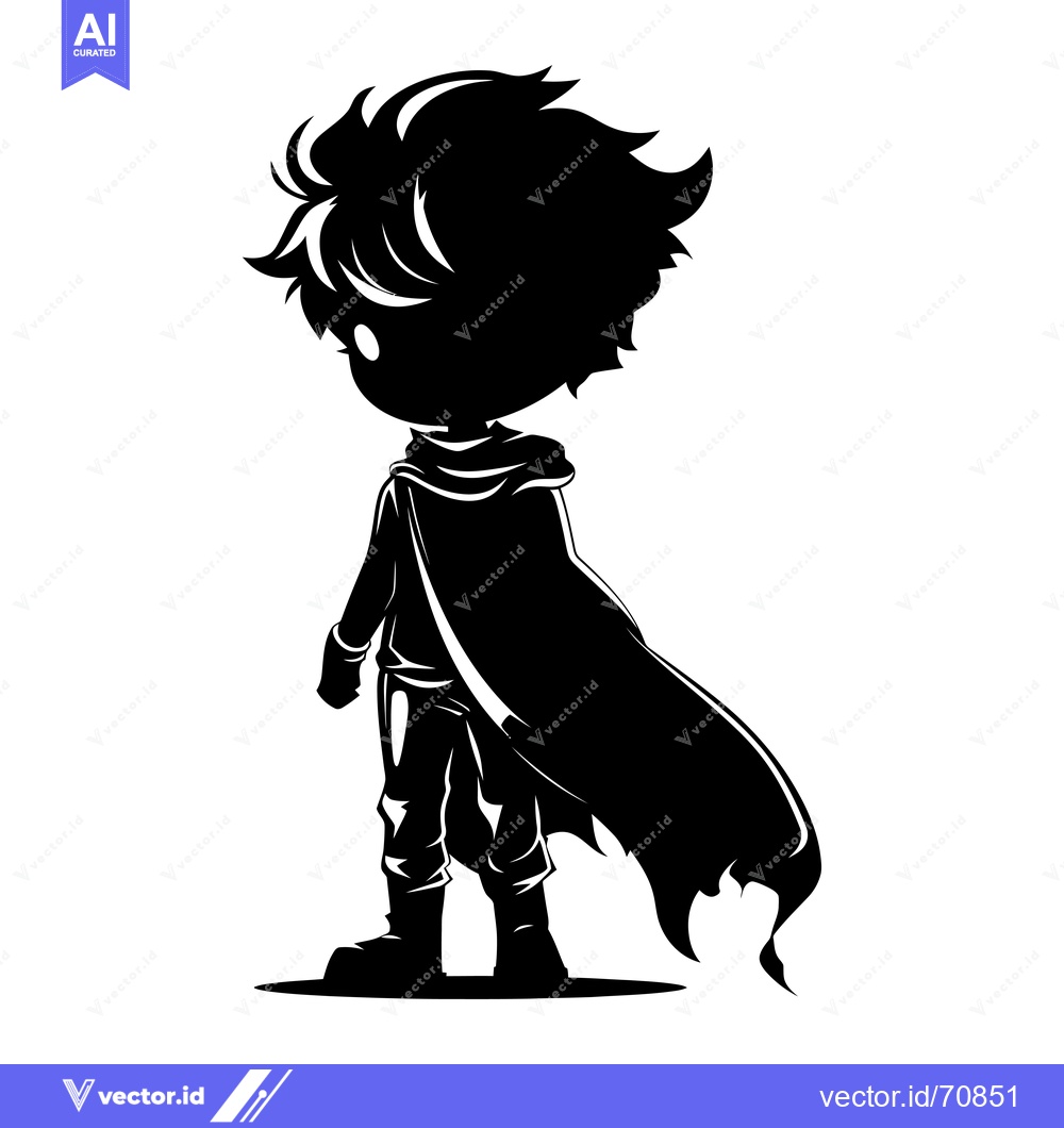 Premium Vector of Silhouette of a young boy wearing a cape