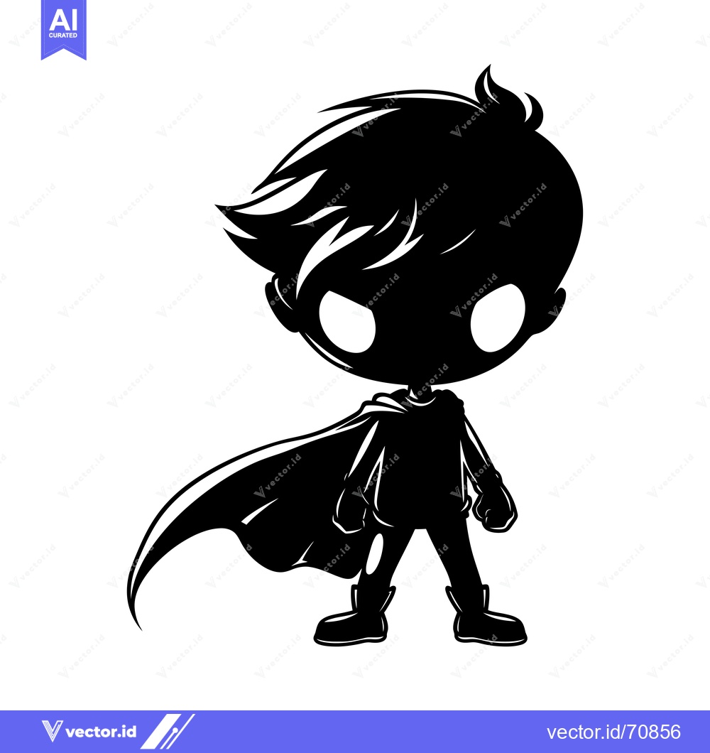 Premium Vector dari A Silhouette of a Boy Dressed as a Superhero