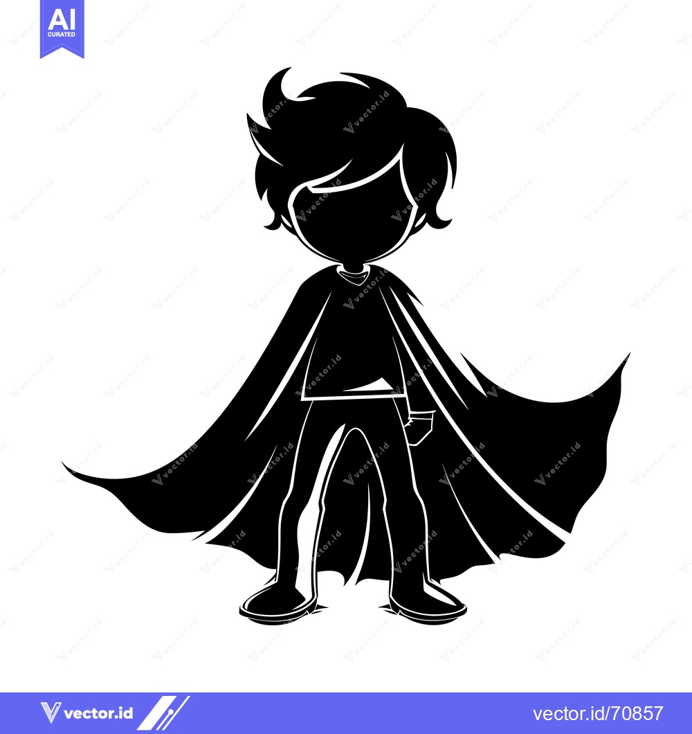 Premium Vector of Silhouette of a Boy Dressed as a Superhero