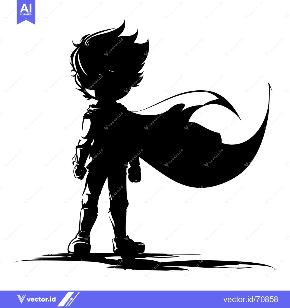 Premium Vector of Silhouette of a Superhero Boy with a Cape