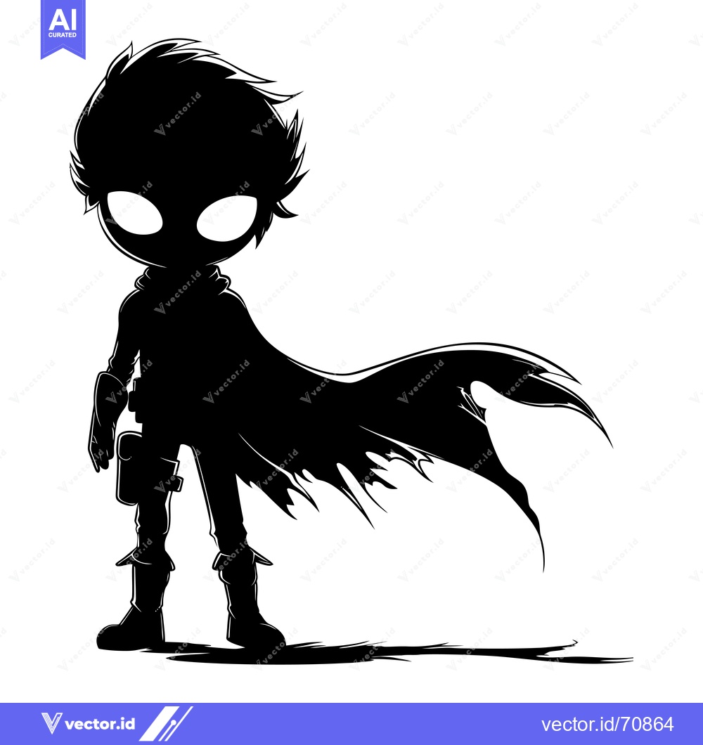 Premium Vector dari Silhouette of a Character with a Flowing Cape