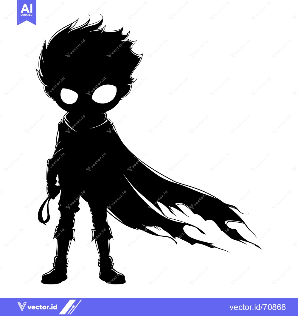 Premium Vector dari Silhouette of a cloaked character with glowing eyes