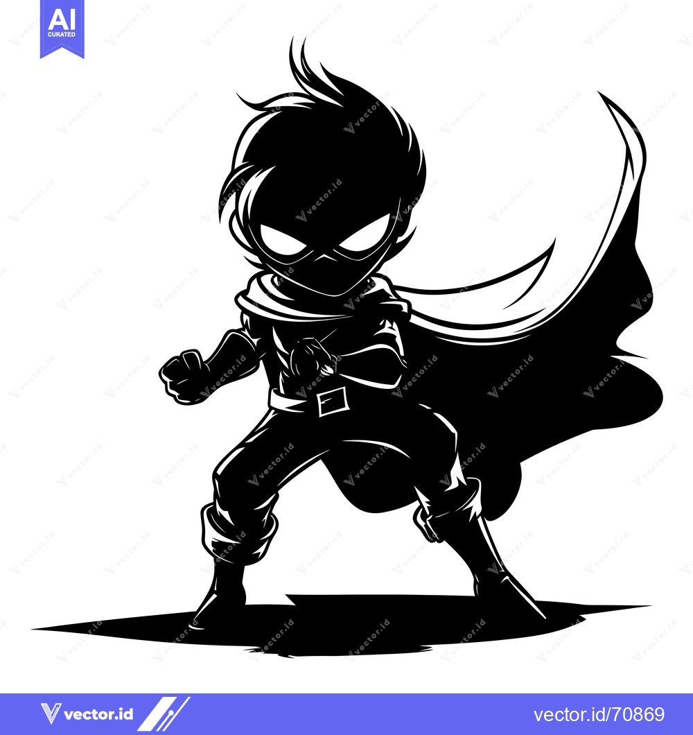 Premium Vector dari Silhouette of a Boy Superhero with a Cape