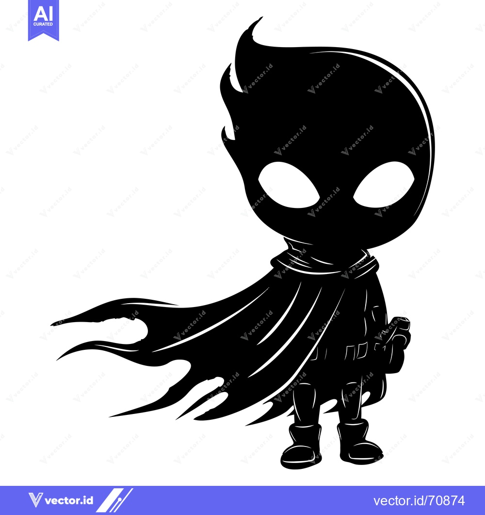 Premium Vector of Silhouette of a Cartoon Character with a Cape and a Weapon