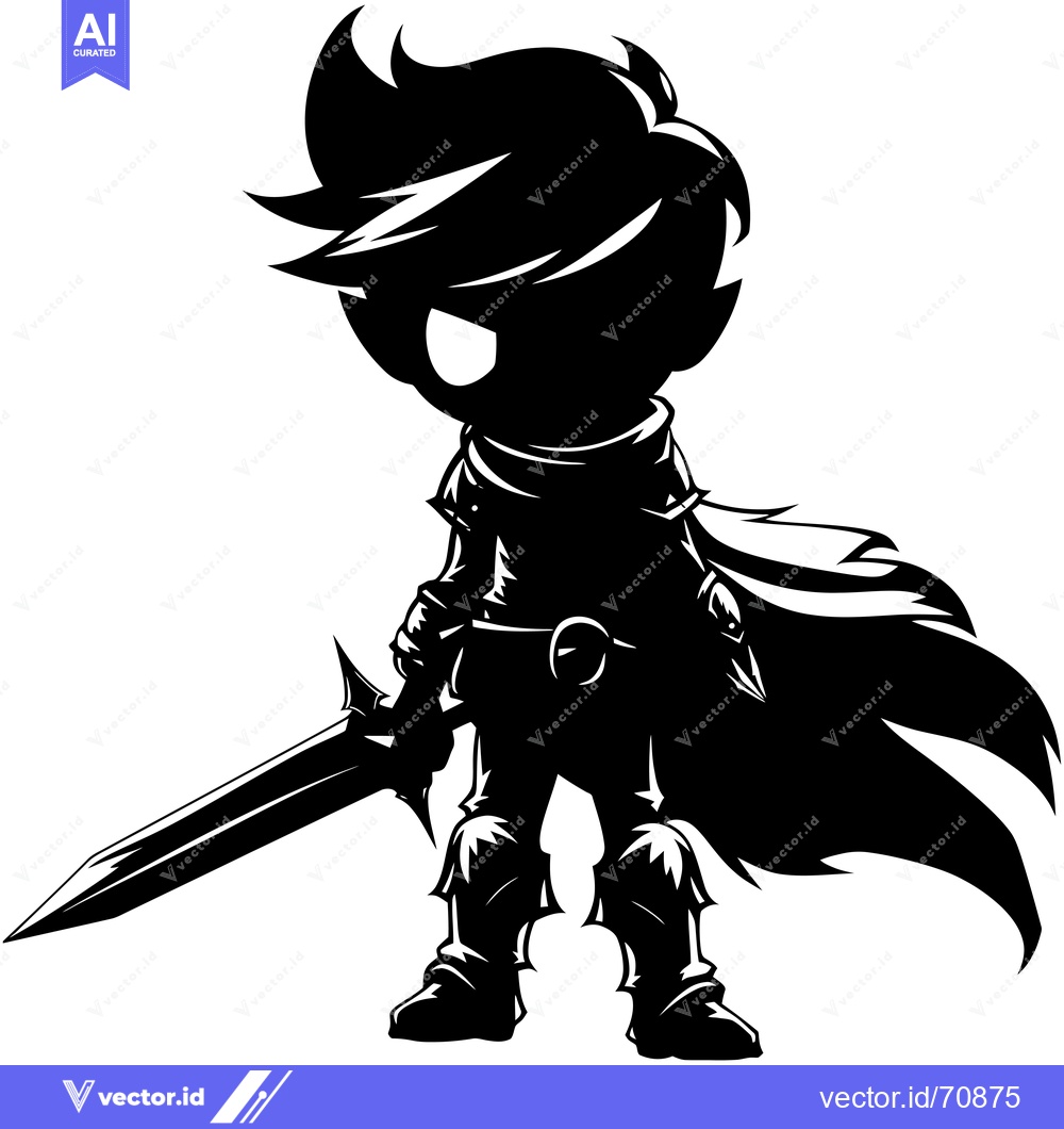 Premium Vector of Silhouette of a Young Knight Holding a Sword