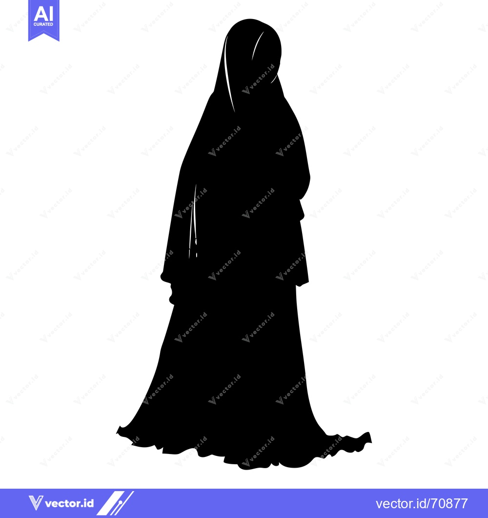 Premium Vector of Silhouette of a Woman Wearing a Hijab and Abaya